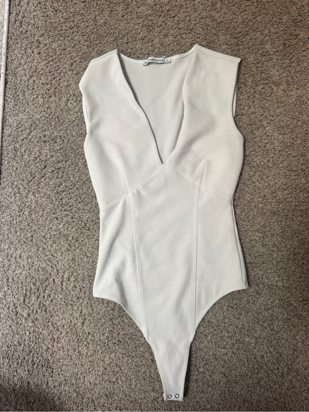 Abercrombie & Fitch Cream V-Neck Sleeveless Bodysuit